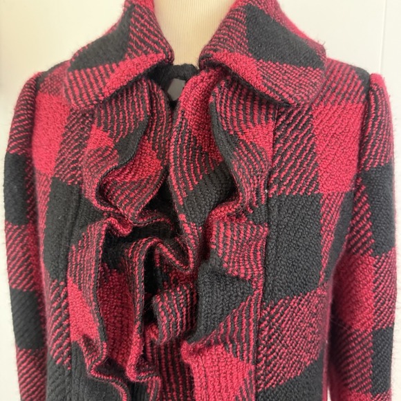 PLENTY Tracy Reese Red Plaid COAT S Buffalo Christmas Anthropologie Holiday - Picture 10 of 16